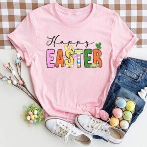 Easter Bunny Graphic T-Shirt, Colorful Easter Shirt Gift